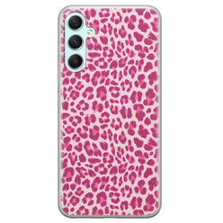 Leuke Telefoonhoesjes Samsung Galaxy A34 siliconen hoesje - Luipaard roze