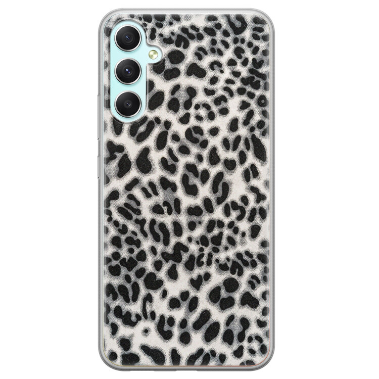 Leuke Telefoonhoesjes Samsung Galaxy A34 siliconen hoesje - Luipaard grijs