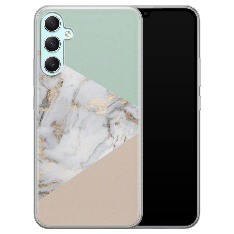 Leuke Telefoonhoesjes Samsung Galaxy A34 siliconen hoesje - Marmer pastel mix