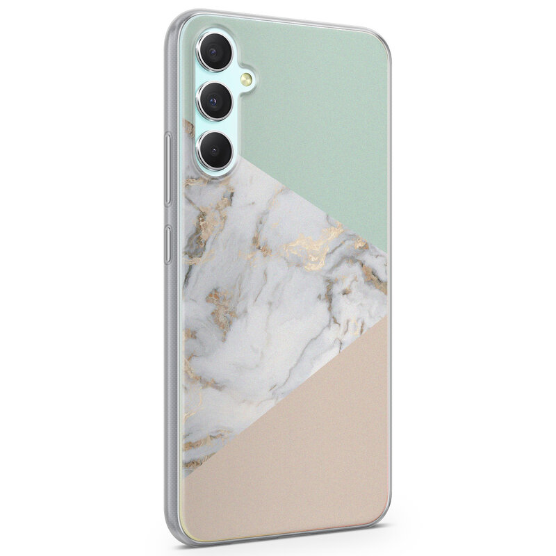 Leuke Telefoonhoesjes Samsung Galaxy A34 siliconen hoesje - Marmer pastel mix