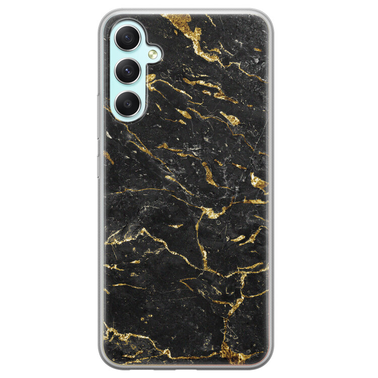 Leuke Telefoonhoesjes Samsung Galaxy A34 siliconen hoesje - Marmer zwart goud