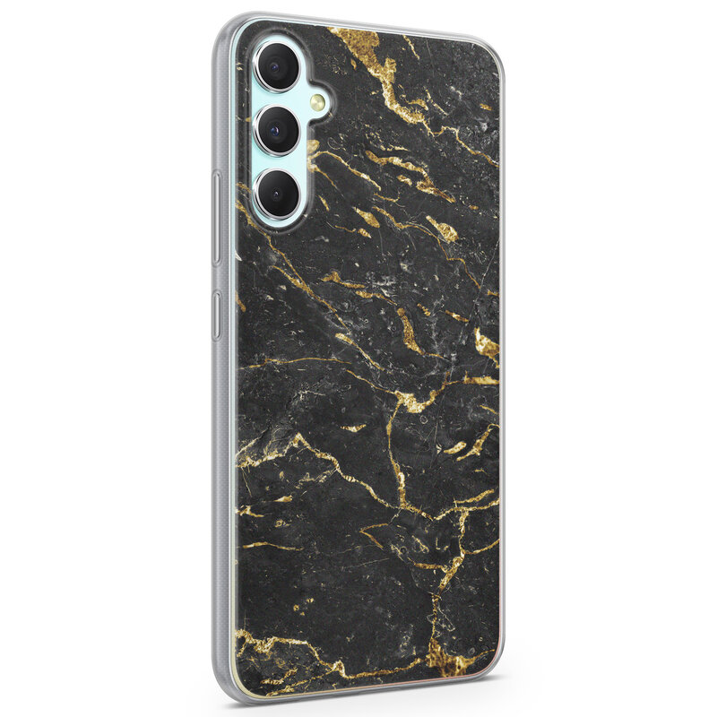 Leuke Telefoonhoesjes Samsung Galaxy A34 siliconen hoesje - Marmer zwart goud