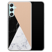Leuke Telefoonhoesjes Samsung Galaxy A34 siliconen hoesje - Marmer zwart bruin