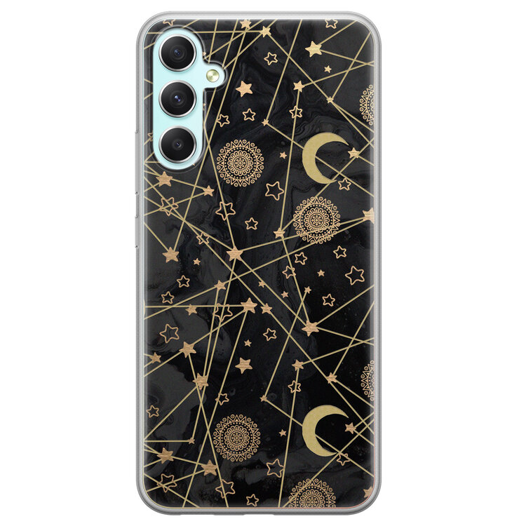 Leuke Telefoonhoesjes Samsung Galaxy A34 siliconen hoesje - Sun, moon, stars