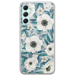 Leuke Telefoonhoesjes Samsung Galaxy A34 siliconen hoesje - Witte bloemen