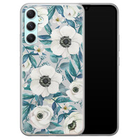 Leuke Telefoonhoesjes Samsung Galaxy A34 siliconen hoesje - Witte bloemen