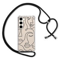 Leuke Telefoonhoesjes Samsung Galaxy S23 hoesje met koord - Abstract faces