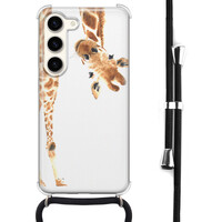 Leuke Telefoonhoesjes Samsung Galaxy S23 hoesje met koord - Giraffe peekaboo