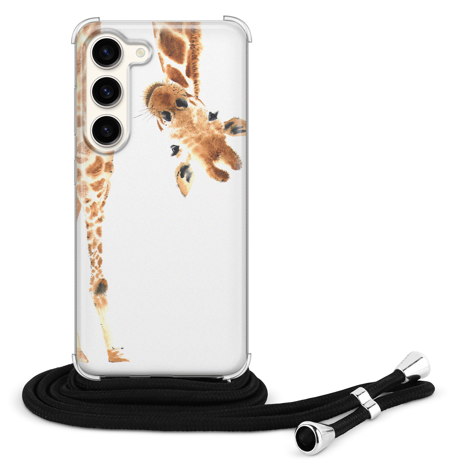 Leuke Telefoonhoesjes Samsung Galaxy S23 hoesje met koord - Giraffe peekaboo