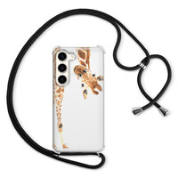 Leuke Telefoonhoesjes Samsung Galaxy S23 hoesje met koord - Giraffe peekaboo