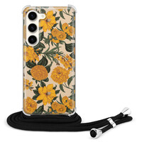 Leuke Telefoonhoesjes Samsung Galaxy S23 hoesje met koord - Retro flowers