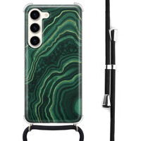 Leuke Telefoonhoesjes Samsung Galaxy S23 hoesje met koord - Marmer groen agate