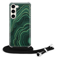 Leuke Telefoonhoesjes Samsung Galaxy S23 hoesje met koord - Marmer groen agate