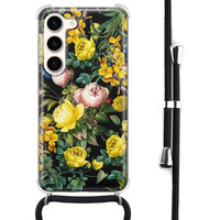 Leuke Telefoonhoesjes Samsung Galaxy S23 hoesje met koord - Bloemen geel