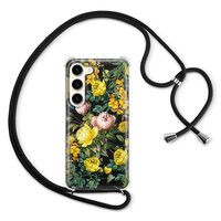 Leuke Telefoonhoesjes Samsung Galaxy S23 hoesje met koord - Bloemen geel