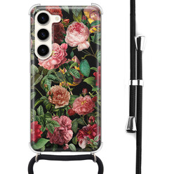 Leuke Telefoonhoesjes Samsung Galaxy S23 hoesje met koord - Rode bloemen