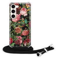 Leuke Telefoonhoesjes Samsung Galaxy S23 hoesje met koord - Rode bloemen