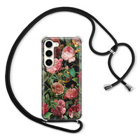 Leuke Telefoonhoesjes Samsung Galaxy S23 hoesje met koord - Rode bloemen