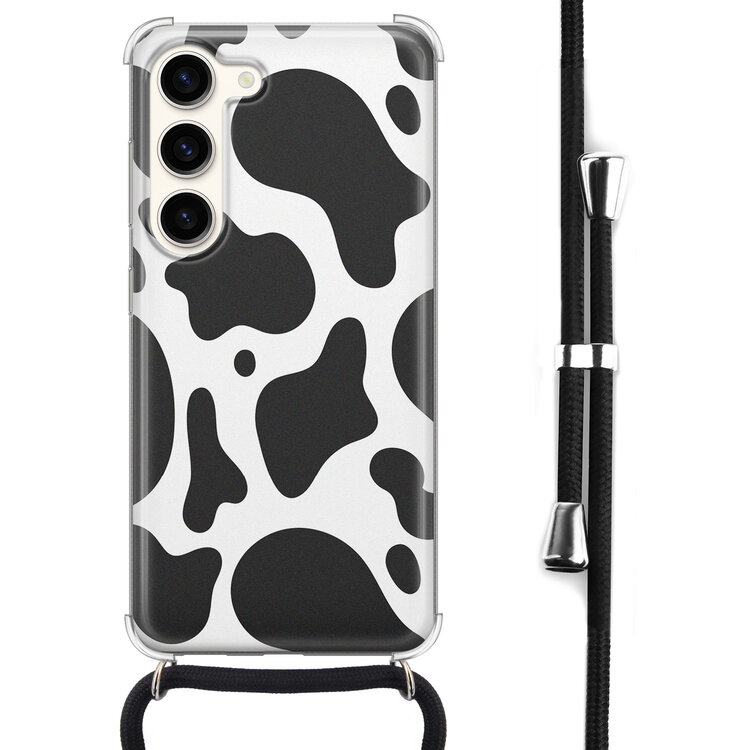 Leuke Telefoonhoesjes Samsung Galaxy S23 hoesje met koord - Koeienprint