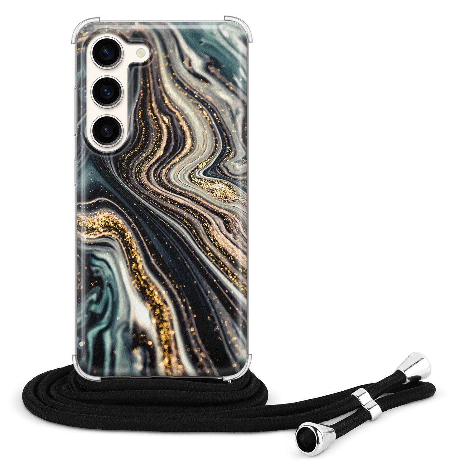 Leuke Telefoonhoesjes Samsung Galaxy S23 hoesje met koord - Marble swirl
