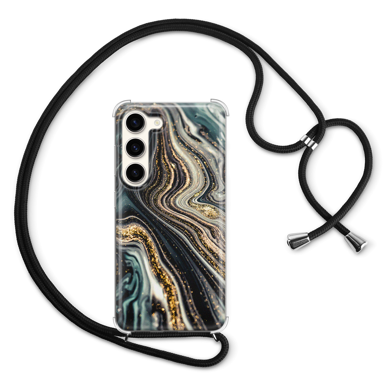 Leuke Telefoonhoesjes Samsung Galaxy S23 hoesje met koord - Marble swirl