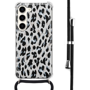 Leuke Telefoonhoesjes Samsung Galaxy S23 hoesje met koord - Luipaard grijs