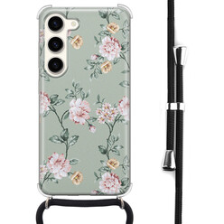 Leuke Telefoonhoesjes Samsung Galaxy S23 hoesje met koord - Bloemetjes