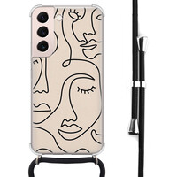 Leuke Telefoonhoesjes Samsung Galaxy S22 hoesje met koord - Abstract faces