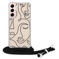 Leuke Telefoonhoesjes Samsung Galaxy S22 hoesje met koord - Abstract faces