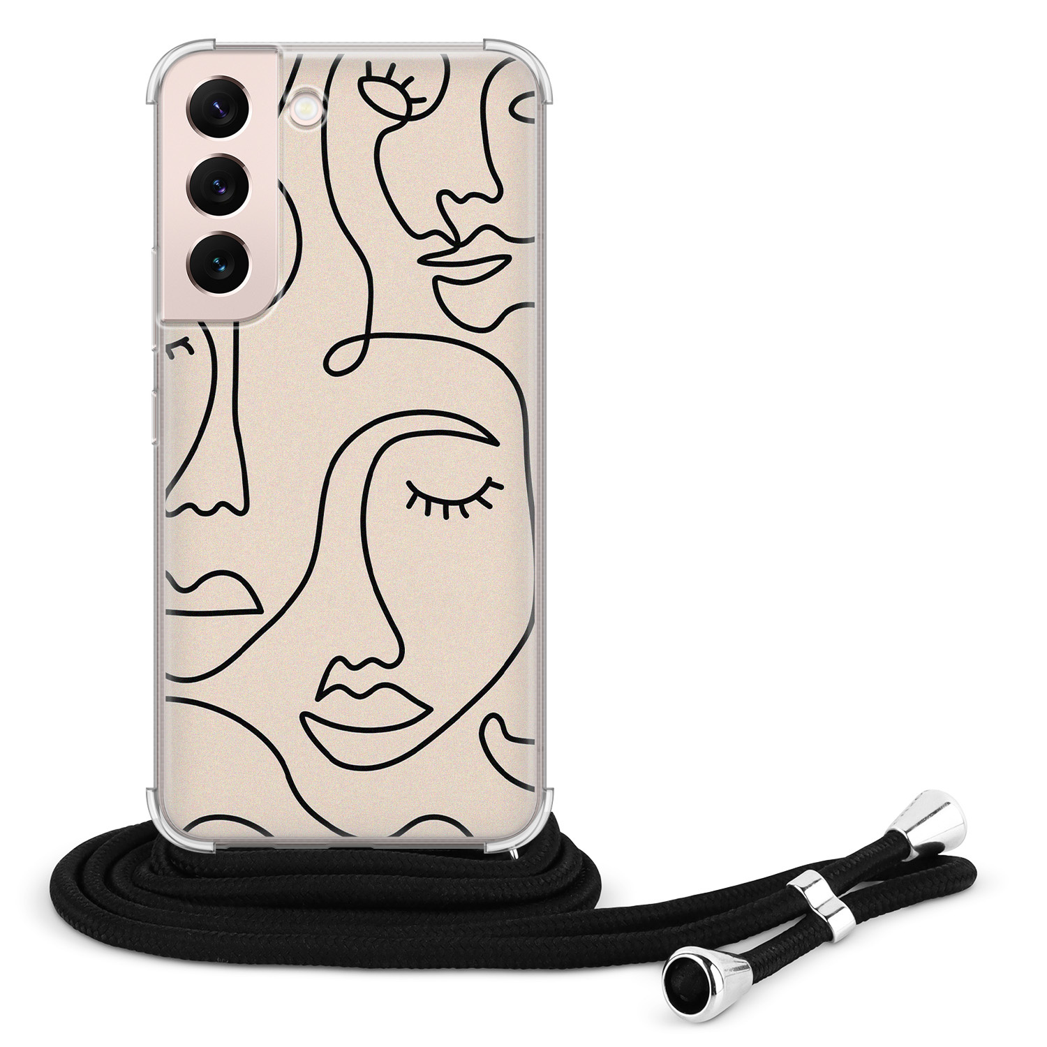 Leuke Telefoonhoesjes Samsung Galaxy S22 hoesje met koord - Abstract faces