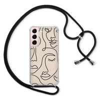 Leuke Telefoonhoesjes Samsung Galaxy S22 hoesje met koord - Abstract faces