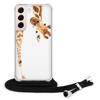 Leuke Telefoonhoesjes Samsung Galaxy S22 hoesje met koord - Giraffe peekaboo