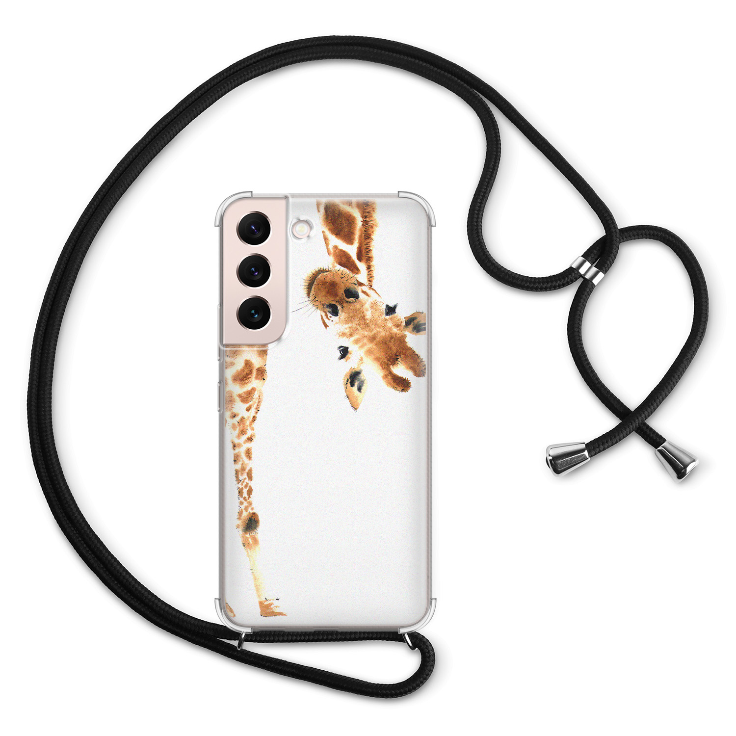 Leuke Telefoonhoesjes Samsung Galaxy S22 hoesje met koord - Giraffe peekaboo