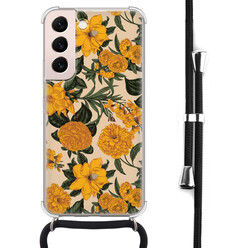 Leuke Telefoonhoesjes Samsung Galaxy S22 hoesje met koord - Retro flowers