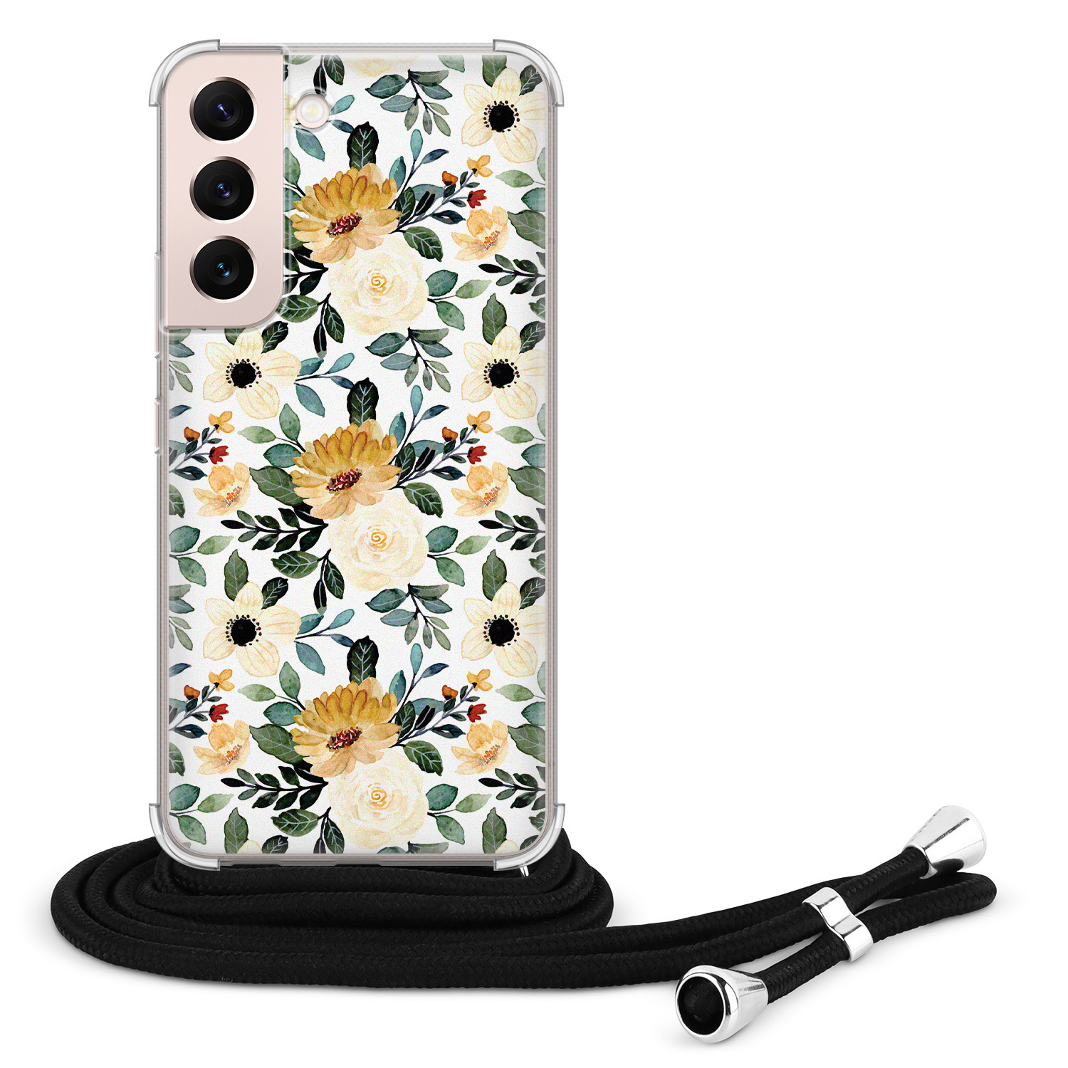 Leuke Telefoonhoesjes Samsung Galaxy S22 hoesje met koord - Lovely flower