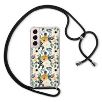 Leuke Telefoonhoesjes Samsung Galaxy S22 hoesje met koord - Lovely flower