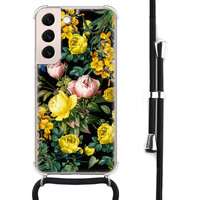 Leuke Telefoonhoesjes Samsung Galaxy S22 hoesje met koord - Bloemen geel