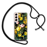 Leuke Telefoonhoesjes Samsung Galaxy S22 hoesje met koord - Bloemen geel