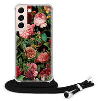Leuke Telefoonhoesjes Samsung Galaxy S22 hoesje met koord - Rode bloemen