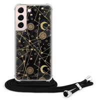 Leuke Telefoonhoesjes Samsung Galaxy S22 hoesje met koord - Sun, moon, stars