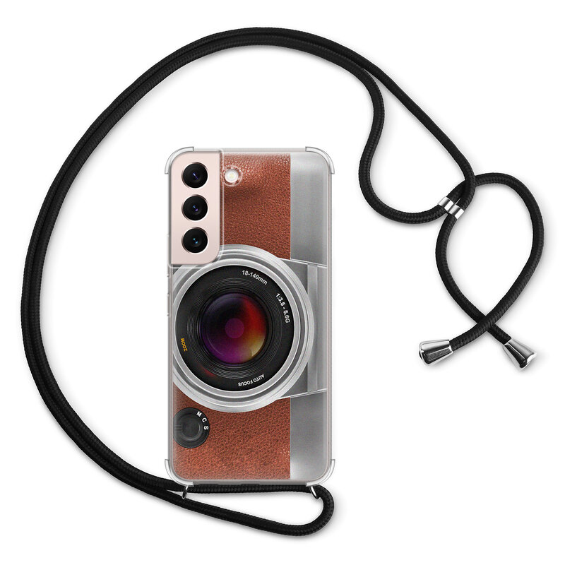Leuke Telefoonhoesjes Samsung Galaxy S22 hoesje met koord - Vintage camera