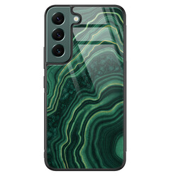 Leuke Telefoonhoesjes Samsung Galaxy S22 glazen hardcase - Groen agate