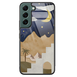 Leuke Telefoonhoesjes Samsung Galaxy S22 glazen hardcase - Desert night