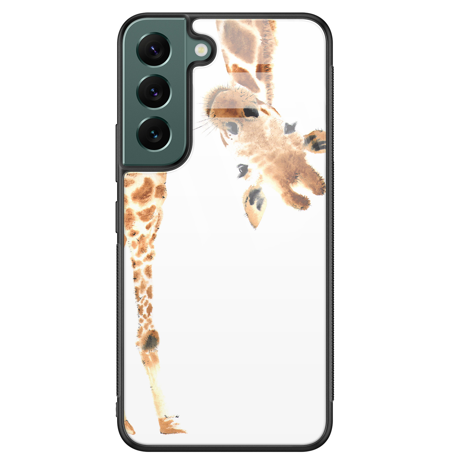 Leuke Telefoonhoesjes Samsung Galaxy S22 glazen hardcase - Giraffe peekaboo