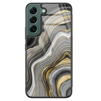 Leuke Telefoonhoesjes Samsung Galaxy S22 glazen hardcase - Golden agate