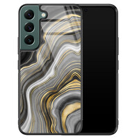 Leuke Telefoonhoesjes Samsung Galaxy S22 glazen hardcase - Golden agate