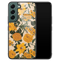 Leuke Telefoonhoesjes Samsung Galaxy S22 glazen hardcase - Retro flowers