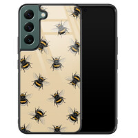 Leuke Telefoonhoesjes Samsung Galaxy S22 glazen hardcase - Bee happy