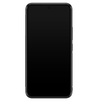 Leuke Telefoonhoesjes Samsung Galaxy S22 glazen hardcase - Marmer zwart bruin