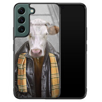 Leuke Telefoonhoesjes Samsung Galaxy S22 glazen hardcase - Koe